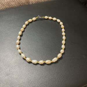Freshwater Pearl and Gold Tone Bead Choker Necklace